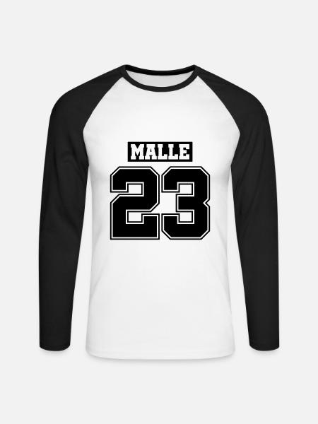 Malle 23 - Unisex Baseballshirt langarm - Weiß/Schwarz