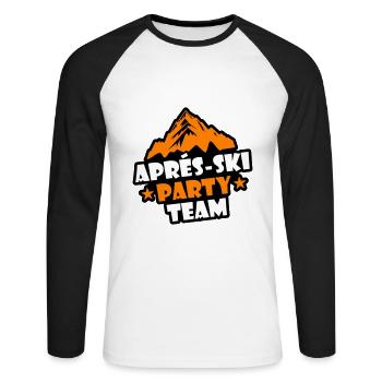 Apres Ski Party Team - Unisex Baseballshirt langarm - Weiß/Schwarz - Vorne - Nik (191cm)