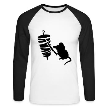 Kebab Grill Mouse - Unisex Long Sleeve Baseball T-Shirt - white/black - Front - Nik (191cm)