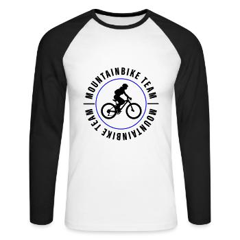 Mountain Bike Team Club Bicycle Woman - Unisex Long Sleeve Baseball T-Shirt - white/black - Front - Nik (191cm)