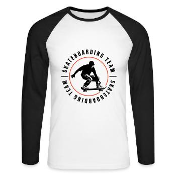 Skateboarding Team Verein Mann Skateboard - Unisex Baseballshirt langarm - Weiß/Schwarz - Vorne - Nik (191cm)