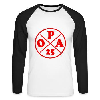 Opa 2025 - Unisex Baseballshirt langarm - Weiß/Schwarz - Vorne - Nik (191cm)