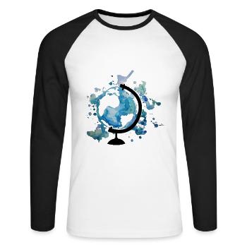 Globe of watercolors - The world is colorful - Unisex Long Sleeve Baseball T-Shirt - white/black - Front - Nik (191cm)