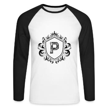 P letter coat of arms - Unisex Long Sleeve Baseball T-Shirt - white/black - Front - Nik (191cm)