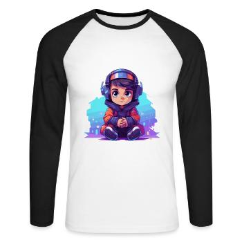 Le jeu est ma vie - T-shirt baseball manches longues Homme - blanc/noir - Devant - Nik (191cm)