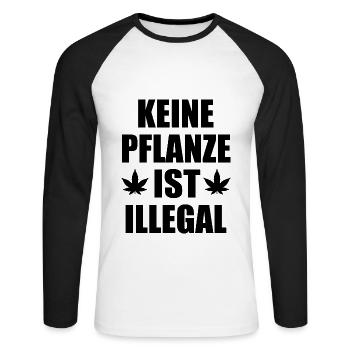 keine pflanze ist illegal - Unisex Baseballshirt langarm - Weiß/Schwarz - Vorne - Nik (191cm)