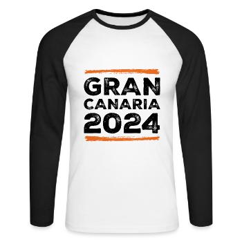 Devis Gran Canaria 2024 - T-shirt baseball manches longues Homme - blanc/noir - Devant - Nik (191cm)