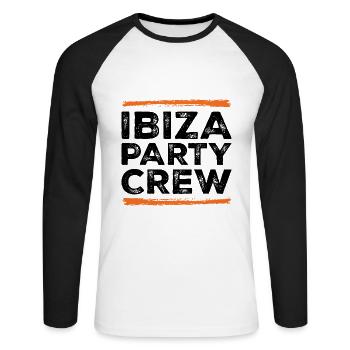 Ibiza Party Crew - Unisex Long Sleeve Baseball T-Shirt - white/black - Front - Nik (191cm)