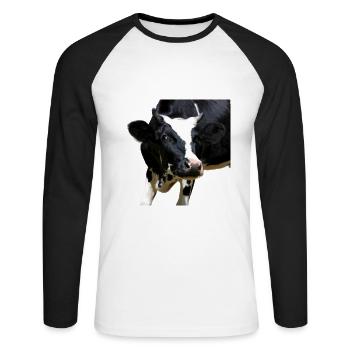 funny cow cow head gift farmers farmers - Unisex Long Sleeve Baseball T-Shirt - white/black - Front - Nik (191cm)