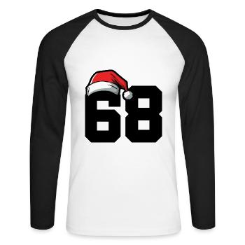 68 Numéro Noël - T-shirt baseball manches longues Homme - blanc/noir - Devant - Nik (191cm)