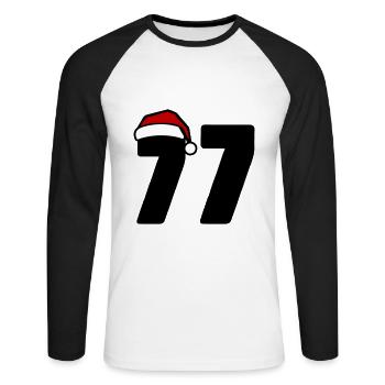 77 Zahl Weihnachten - Unisex Baseballshirt langarm - Weiß/Schwarz - Vorne - Nik (191cm)