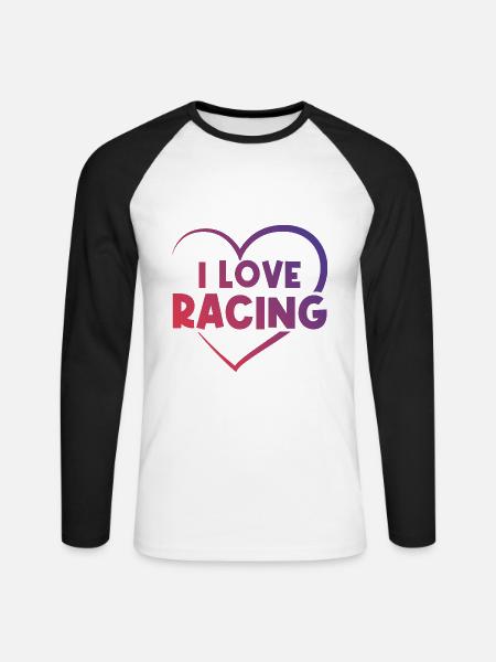 Ich liebe Rennen - Unisex Baseballshirt langarm - Weiß/Schwarz