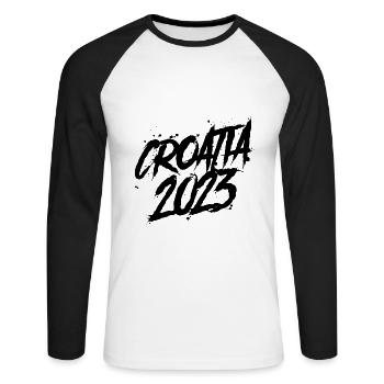 Croatia 2023 - Unisex Baseballshirt langarm - Weiß/Schwarz - Vorne - Nik (191cm)
