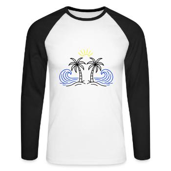 Island Sea Sun - Unisex Long Sleeve Baseball T-Shirt - white/black - Front - Nik (191cm)