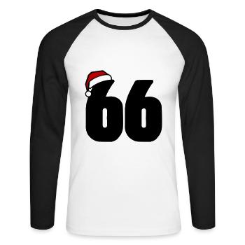 66 Numéro Noël - T-shirt baseball manches longues Homme - blanc/noir - Devant - Nik (191cm)