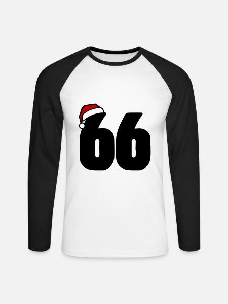 66 Number Christmas - Unisex Long Sleeve Baseball T-Shirt - white/black