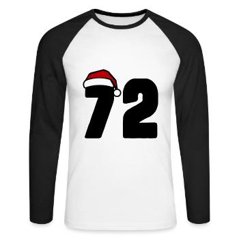 72 Zahl Weihnachten - Unisex Baseballshirt langarm - Weiß/Schwarz - Vorne - Nik (191cm)