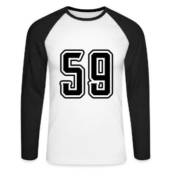 59 Number Symbol - Unisex Long Sleeve Baseball T-Shirt - white/black - Front - Nik (191cm)