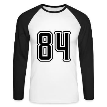 84 number symbol - Unisex Long Sleeve Baseball T-Shirt - white/black - Front - Nik (191cm)
