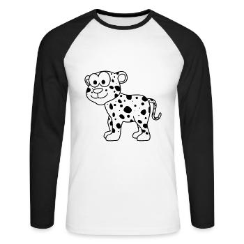 Leopard Comic Animal - Unisex Long Sleeve Baseball T-Shirt - white/black - Front - Nik (191cm)