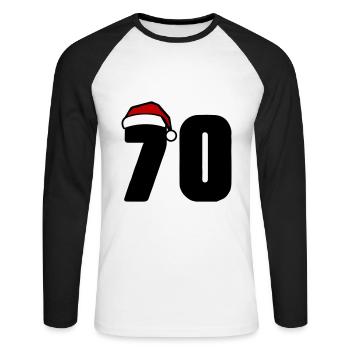 70 Number Christmas - Unisex Long Sleeve Baseball T-Shirt - white/black - Front - Nik (191cm)