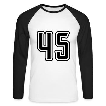 Symbole numérique 45 - T-shirt baseball manches longues Homme - blanc/noir - Devant - Nik (191cm)