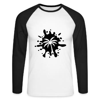 Taches de symboles de palmiers - T-shirt baseball manches longues Homme - blanc/noir - Devant - Nik (191cm)