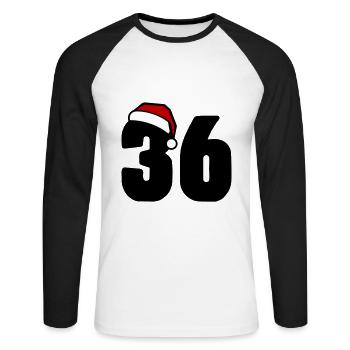 36 Number Christmas - Unisex Long Sleeve Baseball T-Shirt - white/black - Front - Nik (191cm)