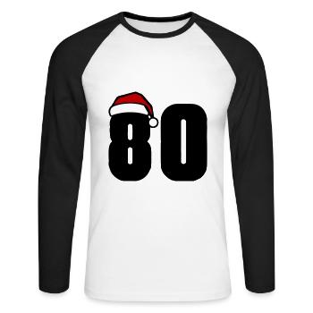 80 Numéro Noël - T-shirt baseball manches longues Homme - blanc/noir - Devant - Nik (191cm)
