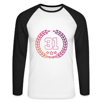 Couronne de 31 chiffres - T-shirt baseball manches longues Homme - blanc/noir - Devant - Nik (191cm)