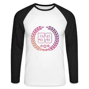 53 Number wreath - Unisex Long Sleeve Baseball T-Shirt - white/black - Front - Nik (191cm)
