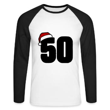 50 Number Christmas - Unisex Long Sleeve Baseball T-Shirt - white/black - Front - Nik (191cm)