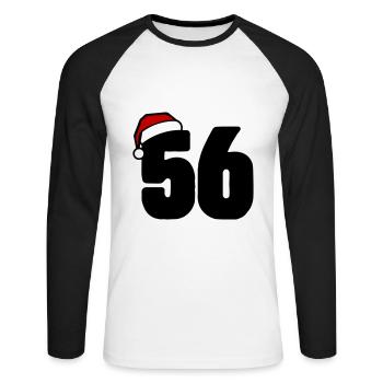 56 Numéro Noël - T-shirt baseball manches longues Homme - blanc/noir - Devant - Nik (191cm)