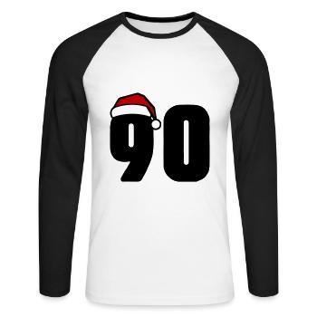 90 Number Christmas - Unisex Long Sleeve Baseball T-Shirt - white/black - Front - Nik (191cm)