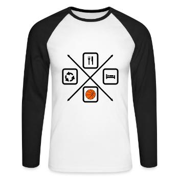 Life cycle of a basketball player,Basketball - Unisex Long Sleeve Baseball T-Shirt - white/black - Front - Nik (191cm)
