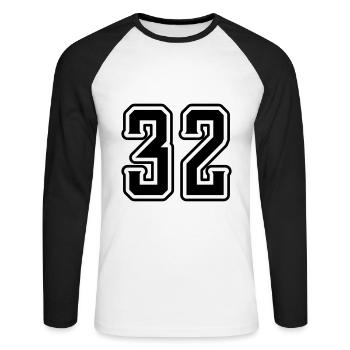 32 number symbol - Unisex Long Sleeve Baseball T-Shirt - white/black - Front - Nik (191cm)