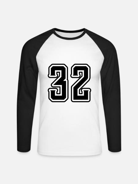 Symbole numérique 32 - T-shirt baseball manches longues Homme - blanc/noir