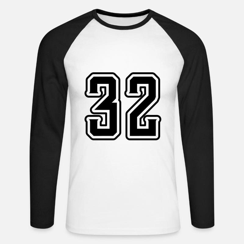 32 number symbol - Unisex Long Sleeve Baseball T-Shirt - white/black
