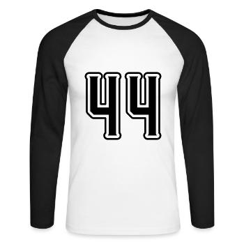 44 Zahl symbol - Unisex Baseballshirt langarm - Weiß/Schwarz - Vorne - Nik (191cm)