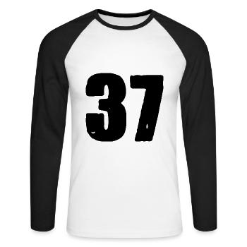 Maillot numéro 37 - T-shirt baseball manches longues Homme - blanc/noir - Devant - Nik (191cm)