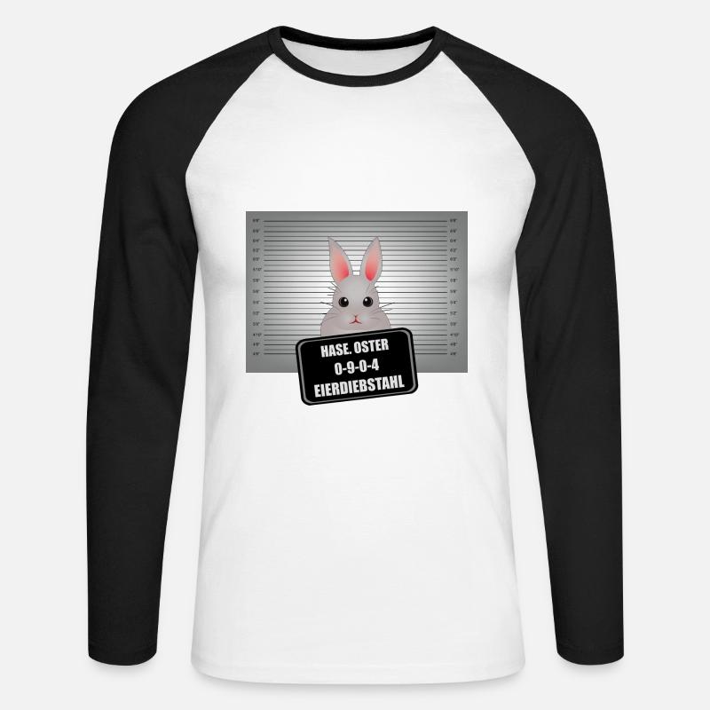 Osterhase - EIERDIEBSTAHL - Unisex Baseballshirt langarm - Weiß/Schwarz
