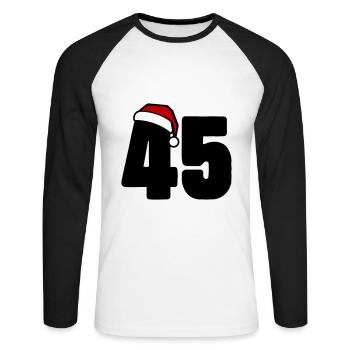 45 Numéro Noël - T-shirt baseball manches longues Homme - blanc/noir - Devant - Nik (191cm)