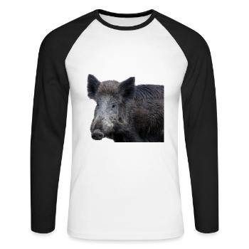 Wild boar Wild boar Pig Sow Pigs - Unisex Long Sleeve Baseball T-Shirt - white/black - Front - Nik (191cm)