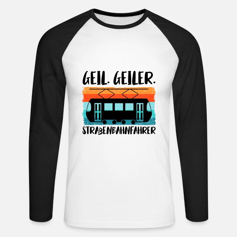 Straßenbahnfahrer Straßenbahn Stadtbahn Tram - Unisex Baseballshirt langarm - Weiß/Schwarz