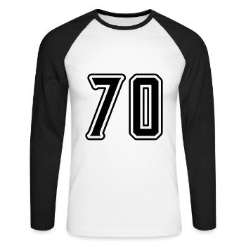 70 number symbol - Unisex Long Sleeve Baseball T-Shirt - white/black - Front - Nik (191cm)