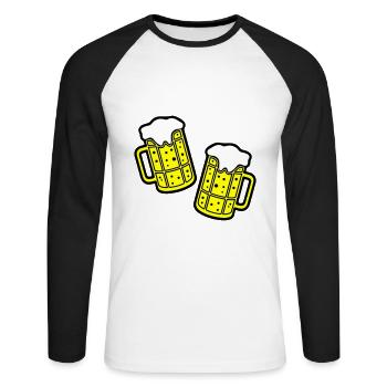 Beer Symbol Booze - Unisex Long Sleeve Baseball T-Shirt - white/black - Front - Nik (191cm)