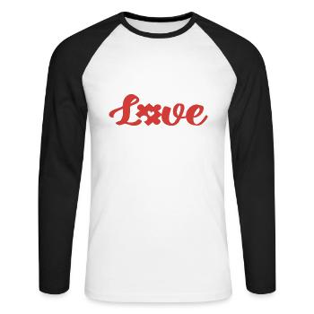 Puzzle Love Puzzle Piece Puzzle Pieces Gifts - Unisex Long Sleeve Baseball T-Shirt - white/black - Front - Nik (191cm)