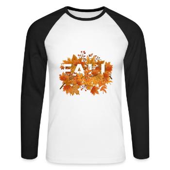 Elegant Autumn Themed Beautiful Fall Leaves - Unisex Long Sleeve Baseball T-Shirt - white/black - Front - Nik (191cm)