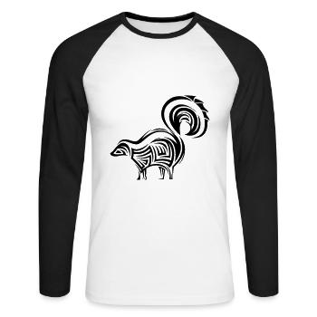 Stinker Tribal Tattoo - Unisex Baseballshirt langarm - Weiß/Schwarz - Vorne - Nik (191cm)
