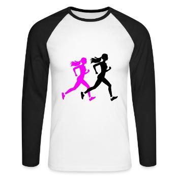Running Marathon Woman Silhouette - Unisex Long Sleeve Baseball T-Shirt - white/black - Front - Nik (191cm)